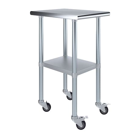 Amgood 24 in. x 18 in. Stainless Steel Table With Wheels AMG WT-2418-WHEELS